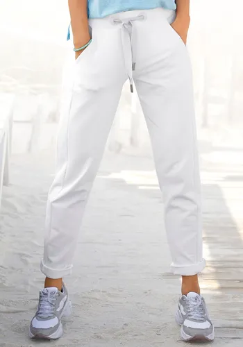 Sweathose ELBSAND "Brinja" Gr. M (38), N-Gr, weiß Damen Hosen Strandhosen mit Logoprint am Bund und Taschen, Jogginghose, Relaxhose Bestseller