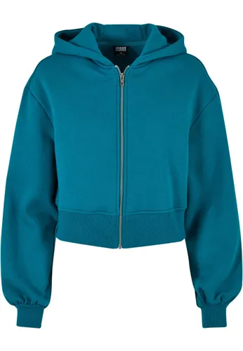 Sweatjacke URBAN CLASSICS "Damen Ladies Short Oversized Zip Jacket" Gr. XXL, grün (watergreen) Damen Sweatjacken