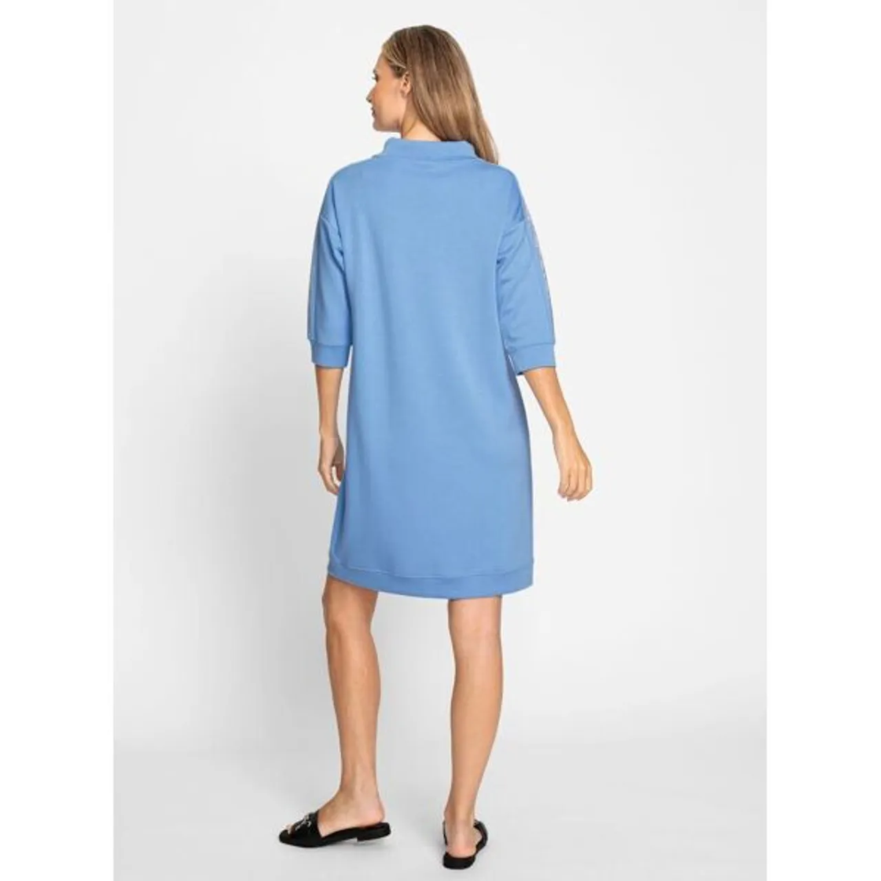 Sweatkleid HEINE "Jersey-Kleid" Gr. 38, Normalgrößen, blau (himmelblau) Damen Kleider Sweatkleider
