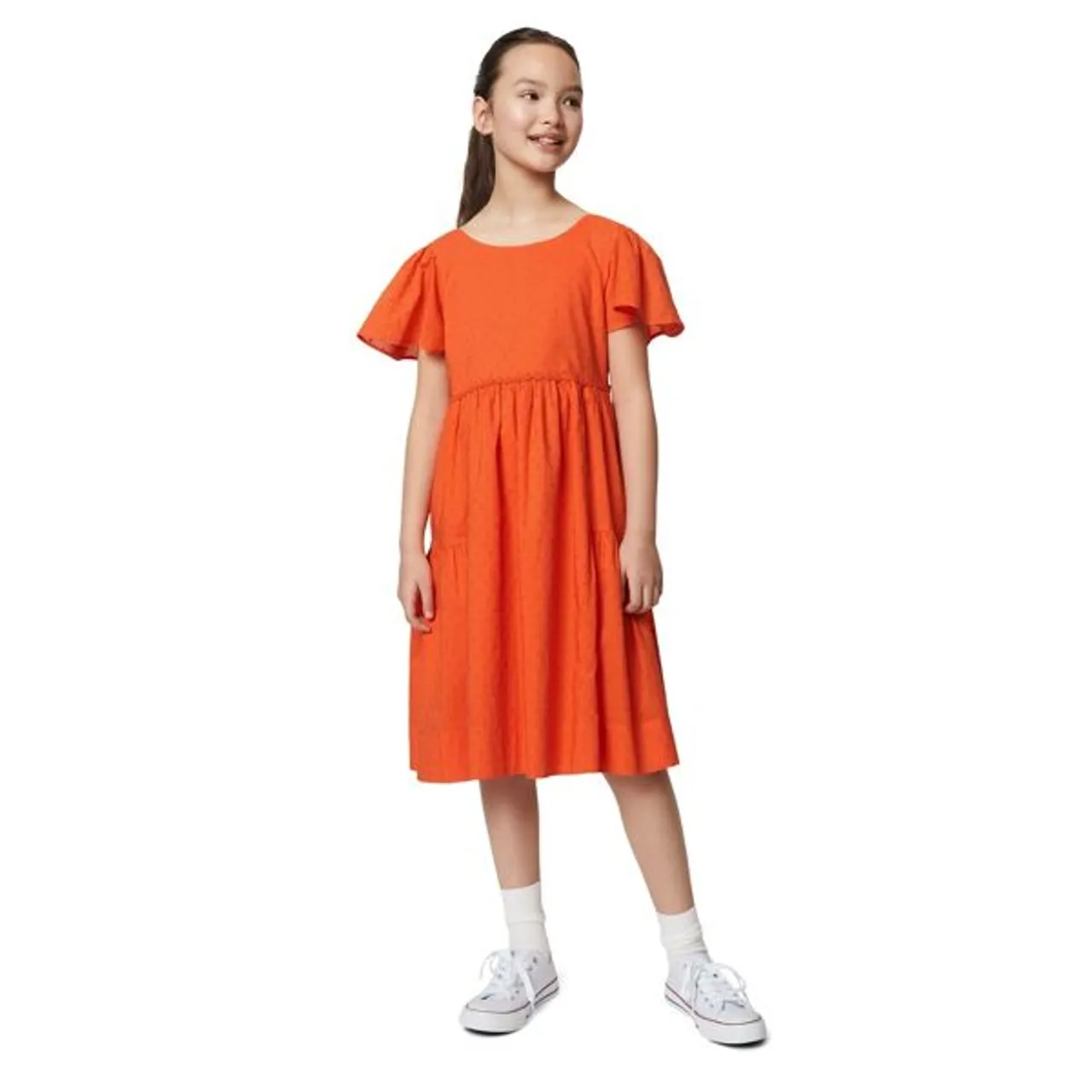 Sweatkleid MARC O'POLO "aus softer Baumwoll-Qualität" Gr. 164, Normalgrößen, orange Mädchen Kleider Sweatkleider