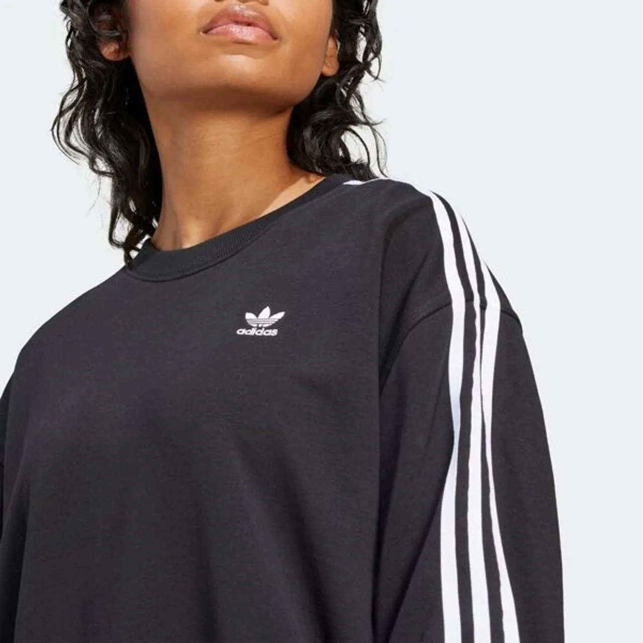 Sweatshirt ADIDAS ORIGINALS "3 S CREW OS" Gr. XL, schwarz (black) Damen Sweatshirts Oversize Shirts