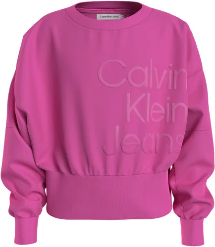 Sweatshirt CALVIN KLEIN JEANS "PUFF HERO LOGO CN SWEATSHIRT" Gr. 16 (176), pink (pink amour) Mädchen Sweatshirts für Kinder bis 16 Jahre