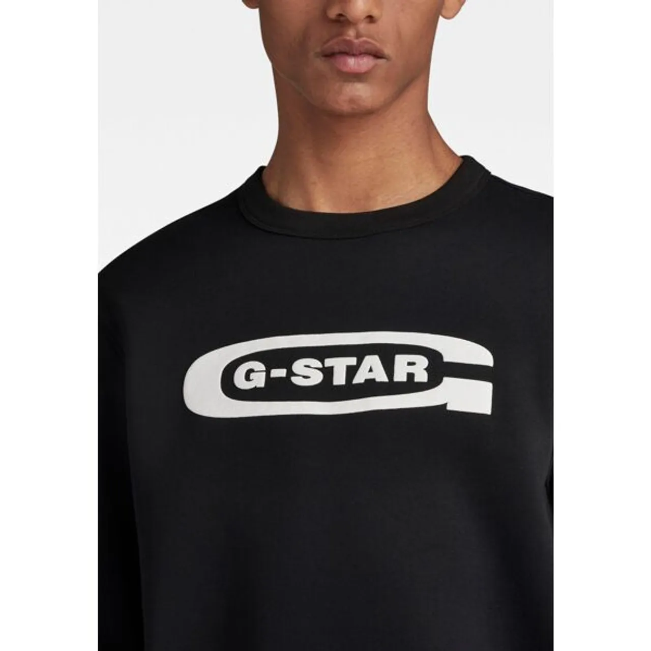 Sweatshirt G-STAR RAW "Old school logo r sw" Gr. M, schwarz (dk black) Herren Sweatshirts