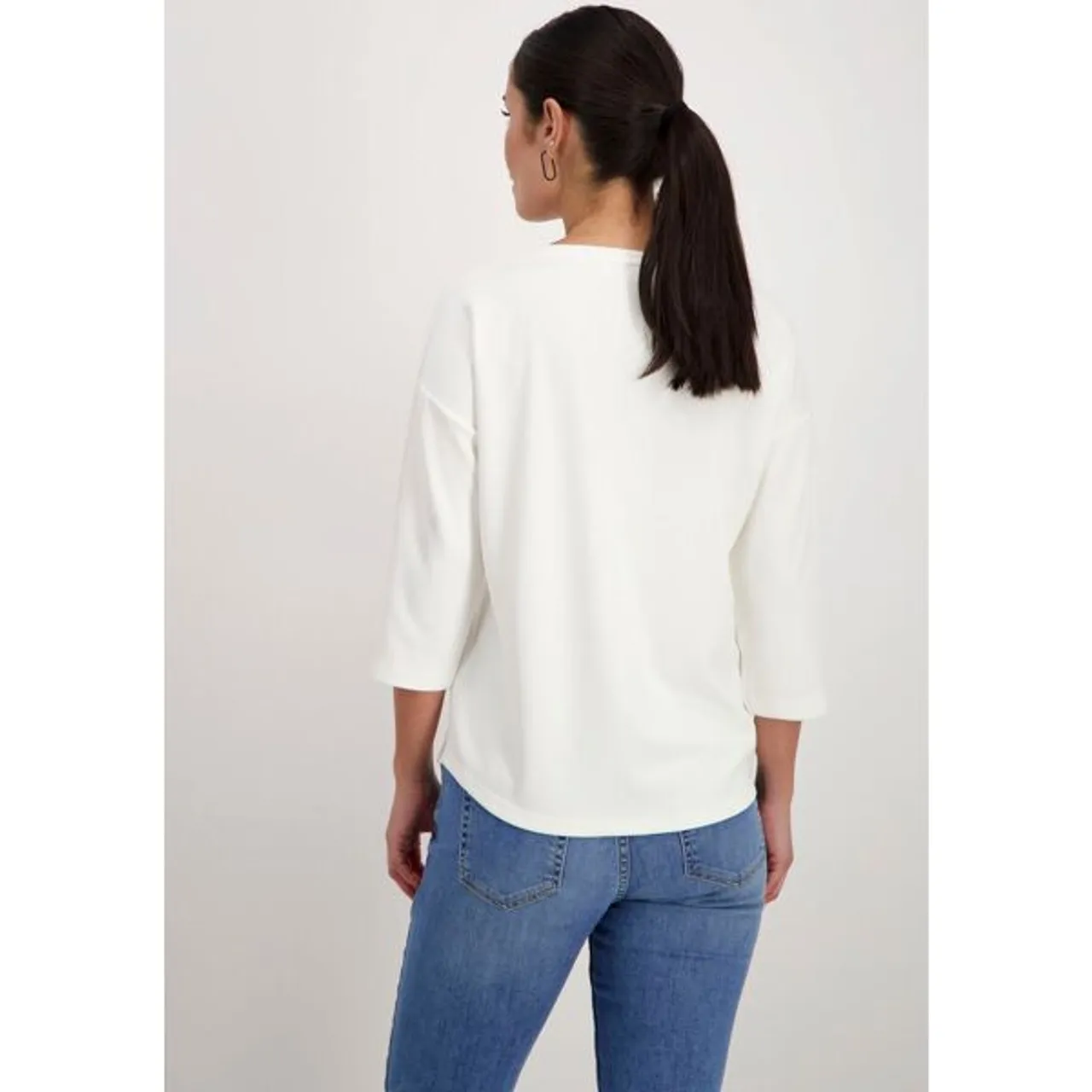 Sweatshirt MONARI Gr. 44, weiß (offwhite) Damen Sweatshirts mit Frontprint