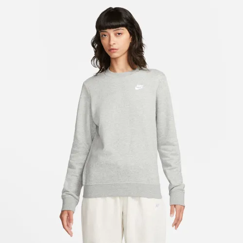 Sweatshirt NIKE SPORTSWEAR "CLUB FLEECE WOMEN'S CREW-NECK SWEATSHIRT" Gr. XS (30/32), grau (dk grey heather, white) Damen Sweatshirts