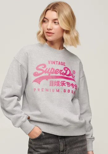 Sweatshirt SUPERDRY "TONAL VL LOOSE SWEATSHIRT" Gr. XL, grau (flake grey marl) Damen Sweatshirts