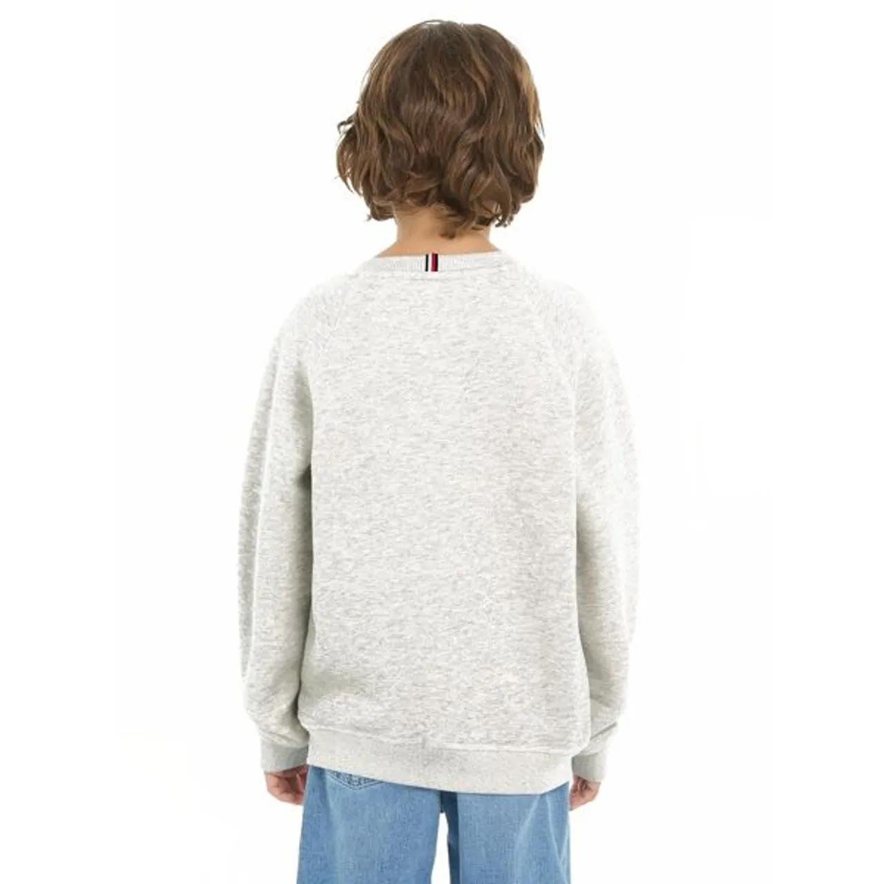 Sweatshirt TOMMY HILFIGER "HILFIGER TRACK SWEATSHIRT" Gr. 5 (110), grau (new light grey) Mädchen Sweatshirts