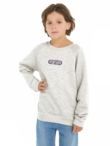 Sweatshirt TOMMY HILFIGER "HILFIGER TRACK SWEATSHIRT" Gr. 7 (122), grau (new light grey) Mädchen Sweatshirts Kinder bis 16 Jahre