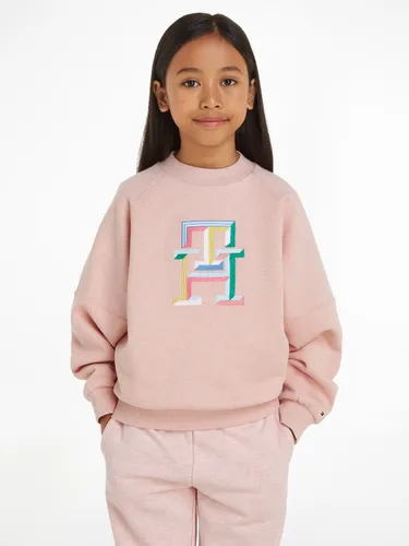 Sweatshirt TOMMY HILFIGER "MULTI COLOR MONOGRAM SWEATSHIRT" Gr. 4 (104), rosa (teaberry blossom) Mädchen Sweatshirts