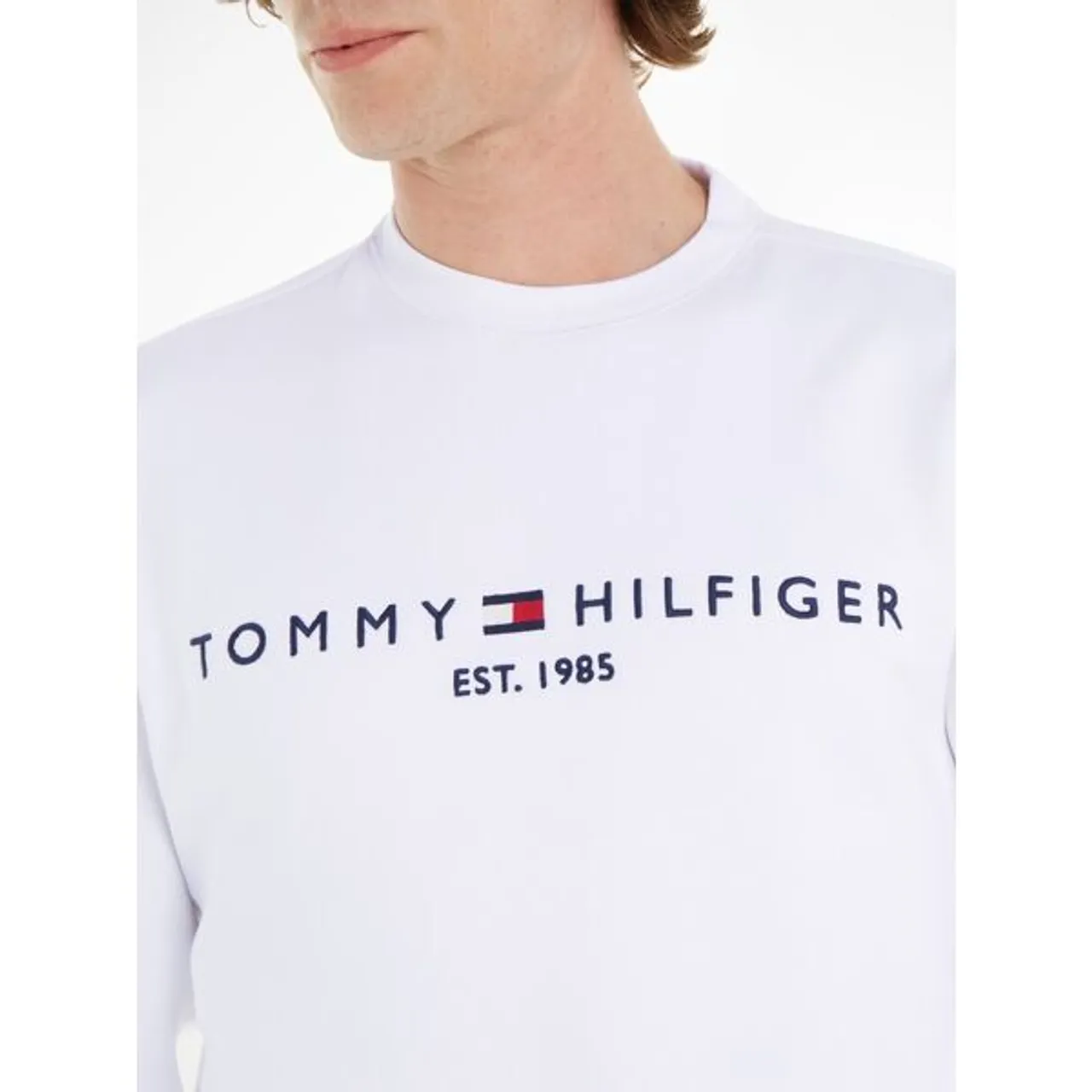Sweatshirt TOMMY HILFIGER "TOMMY LOGO SWEATSHIRT" Gr. XXXL (58), weiß (white) Herren Sweatshirts