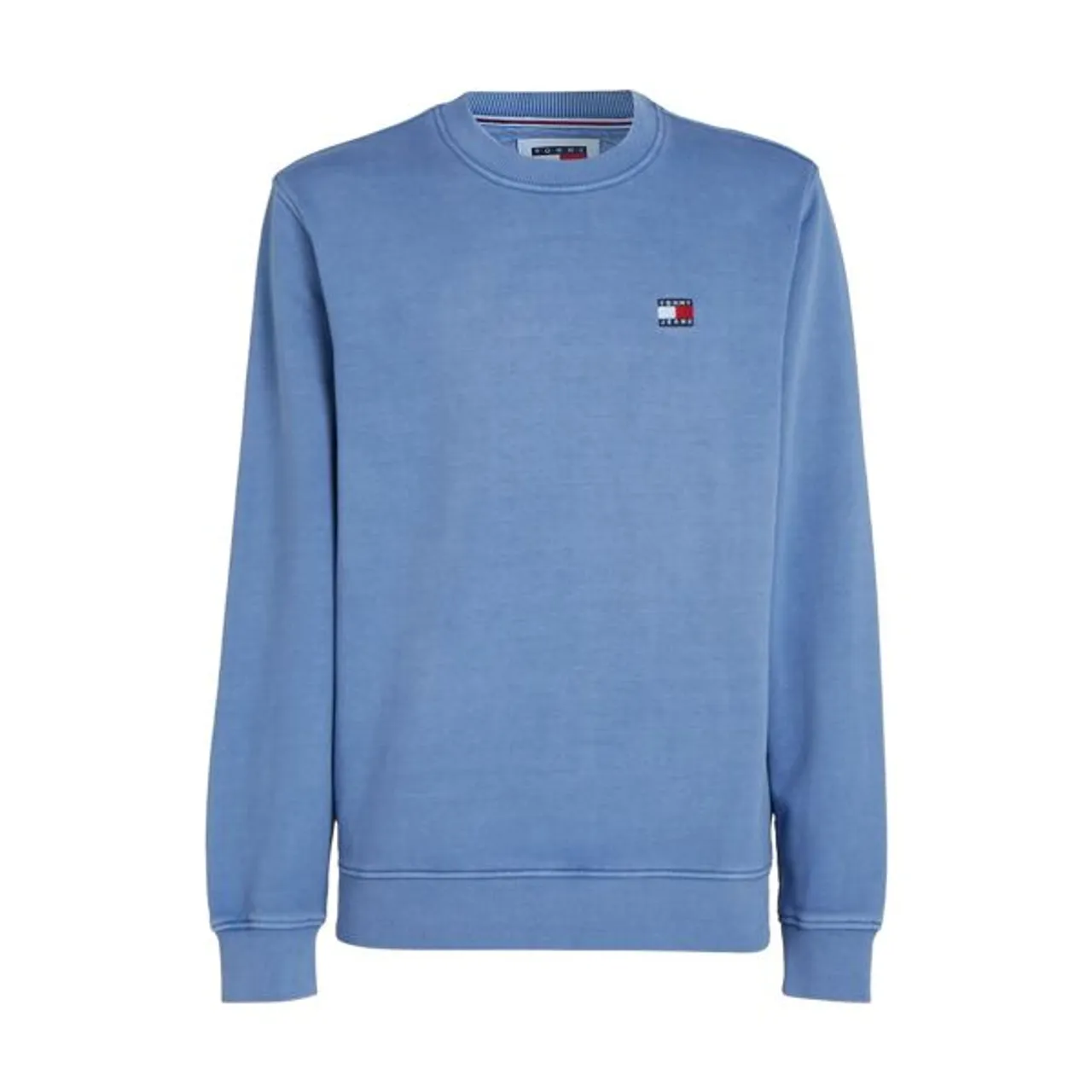 Sweatshirt TOMMY JEANS "TJM REG WASHED BADGE CREW" Gr. L, blau (charmed) Herren Sweatshirts