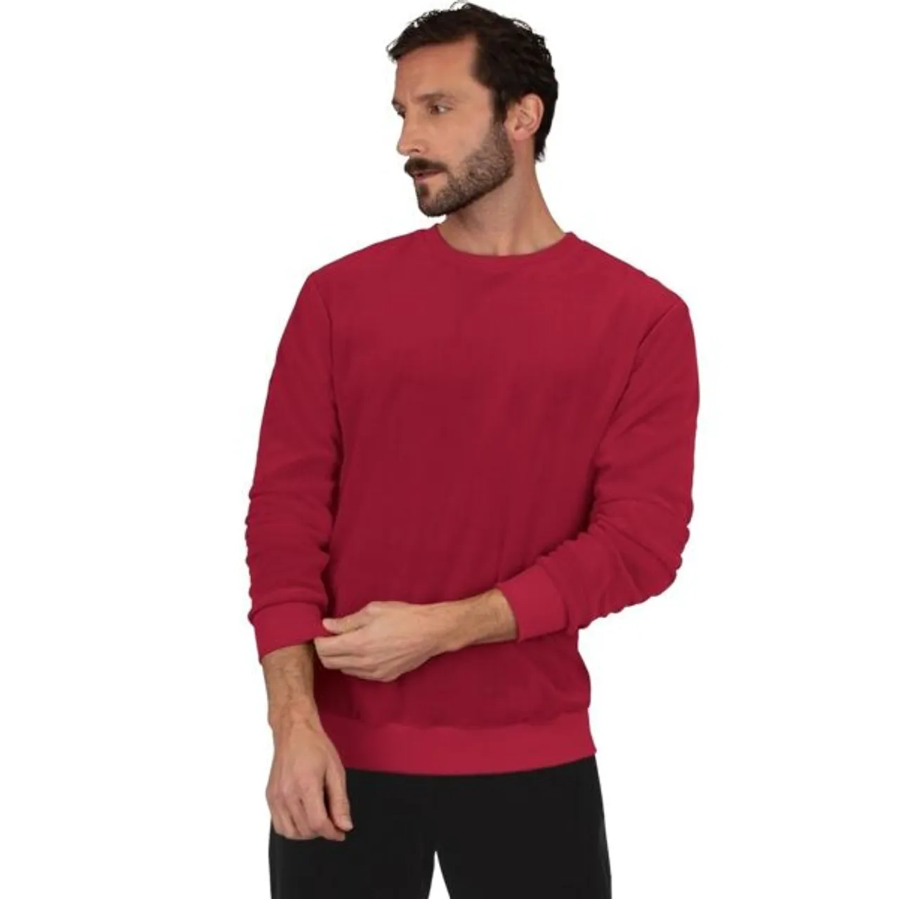 Sweatshirt TRIGEMA "TRIGEMA Nicki-Shirt" Gr. XL, rot (rubin) Herren Sweatshirts