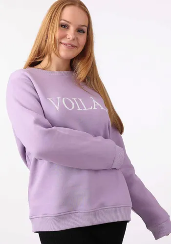 Sweatshirt ZWILLINGSHERZ "Voilà" Gr. L/XL, lila (flieder) Damen Sweatshirts mit Aufdruck, schlichtes Design