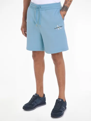 Sweatshorts CALVIN KLEIN JEANS "MONOLOGO SHORT" Gr. XXXL, N-Gr, blau (dusk blue) Herren Hosen Shorts
