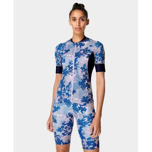 Sweaty Betty Cycling Short Sleeve Jersey - Radtrikot - Damen Blue Floral Grid Print XS
