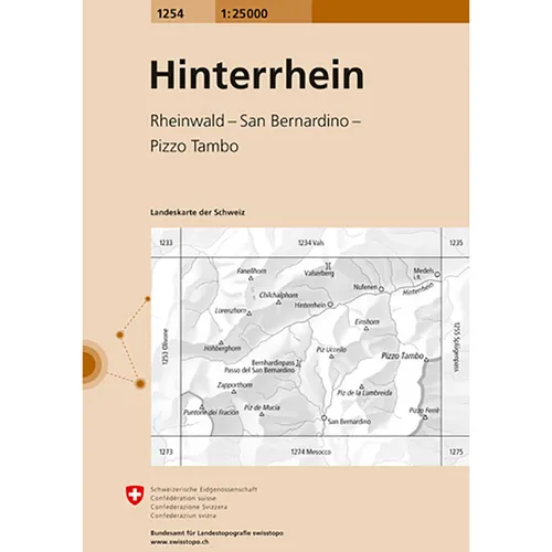 Swisstopo Hinterrhein 1254 Landeskarte 1:25 000