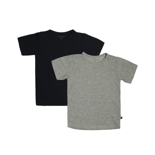 T-Shirt BASIC KNIT 2er-Pack in marine/grau melange