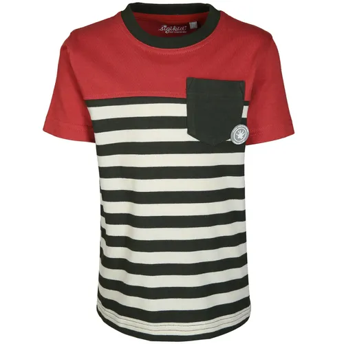 T-Shirt BIBER POCKET in rot/schwarz