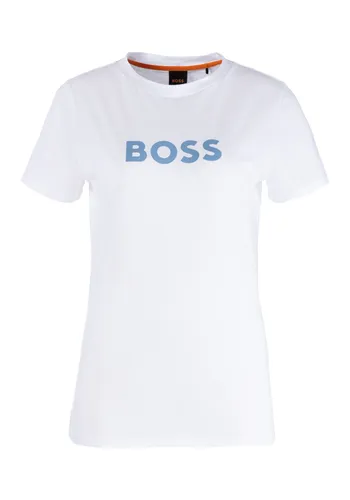 T-Shirt BOSS ORANGE "C_Elogo Premium Damenmode" Gr. S (36), blau (weiß blau) Damen Shirts Jersey