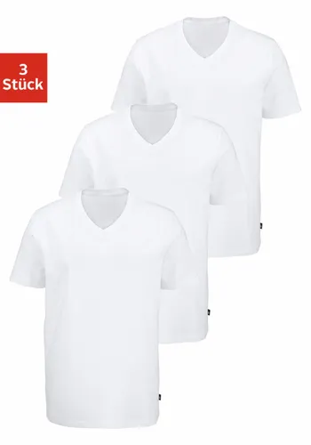 T-Shirt BRUNO BANANI Gr. S, weiß Herren Shirts T-Shirts mit V-Ausschnitt, perfekte Passform, aus elastischer Baumwolle
