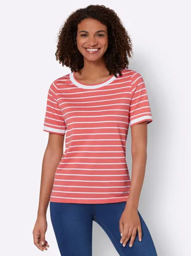 T-Shirt CASUAL LOOKS "Shirt" Gr. 42, orange (koralle, weiß, geringelt) Damen Shirts Jersey