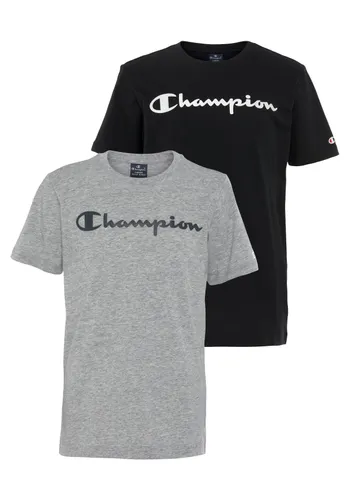 T-Shirt CHAMPION "2Pack Crewneck - für Kinder" Gr. XL (164/170), grau (schwarz, grau) Kinder Shirts T-Shirts