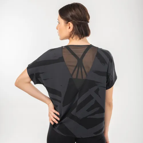 T-Shirt Damen fliessend Modern Dance - schwarz/grau