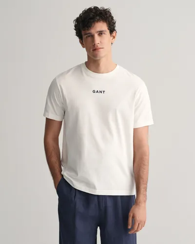 T-Shirt GANT "CONTRAST SMALL LOGO TSHIRT" Gr. XXL, weiß (eggshell) Herren Shirts T-Shirts