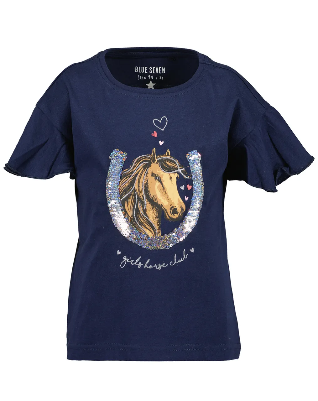 T-Shirt GIRLS HORSE CLUB mit Wendepailletten in blau