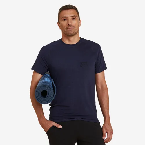T-Shirt Herren sanftes Yoga natürliches Material - marineblau