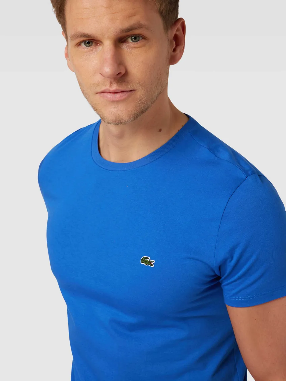 T-Shirt in unifarbenem Design Modell 'Supima'