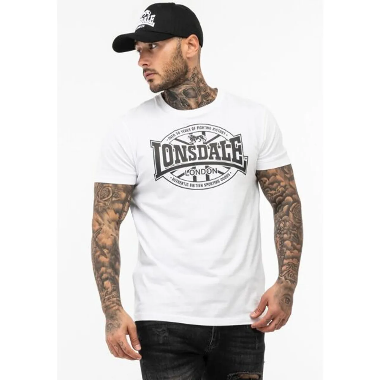 T-Shirt LONSDALE "CLONKEEN" Gr. XXXL, schwarz-weiß (black, white) Herren Shirts T-Shirts