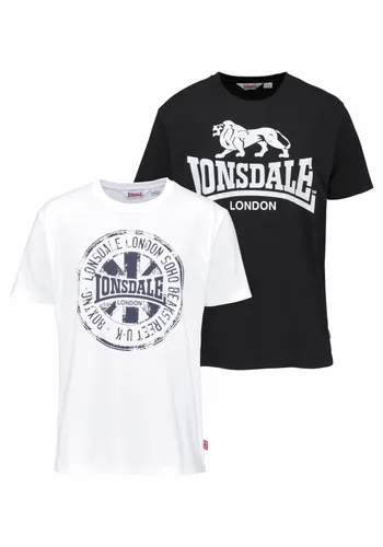 T-Shirt LONSDALE "DILDAWN" Gr. 4XL (68/70), schwarz-weiß (black, white) Herren Shirts T-Shirts