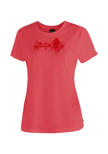 T-Shirt MAIER SPORTS "Tilia Pique W" Gr. 48, rot (hellrot) Damen Shirts kurzarm Funktionsshirt, Freizeitshirt mit Aufdruck