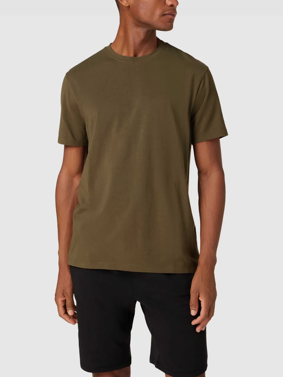 T-Shirt mit geripptem Rundhalsausschnitt Modell 'RELAX'