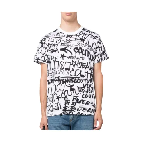 T-Shirt mit Graffiti-Print aus Baumwolle Versace Jeans Couture