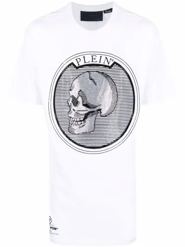 T-Shirt mit kristallverziertem Totenkopf