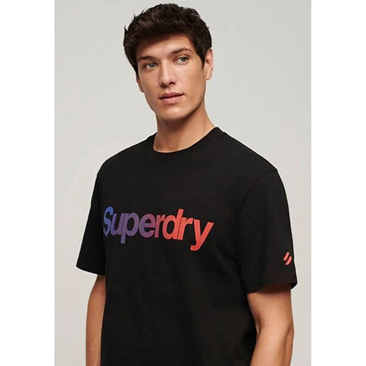 T-Shirt SUPERDRY "CORE LOGO LOOSE TEE" Gr. XL, schwarz (black fade) Herren Shirts T-Shirts