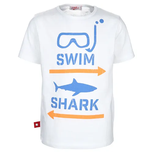 T-Shirt SWIM SHARK in weiß/orange