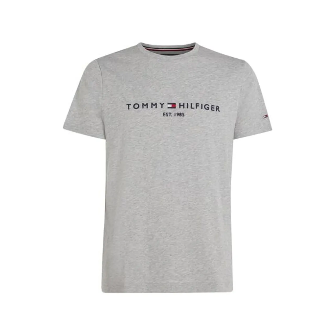T-Shirt TOMMY HILFIGER "TOMMY FLAG TEE" Gr. S (46), grau (cloud htr) Herren Shirts T-Shirts