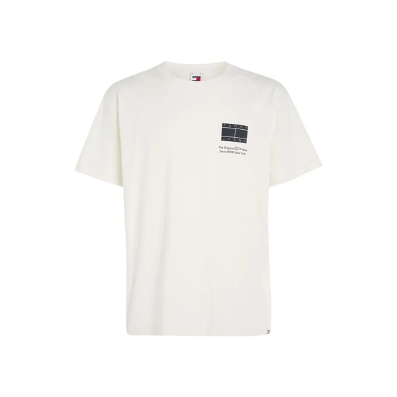 T-Shirt TOMMY JEANS "TJM REG ESSENTIAL CB FLAG TEE" Gr. XL, weiß (ancient white) Herren Shirts T-Shirts mit Rückenprint