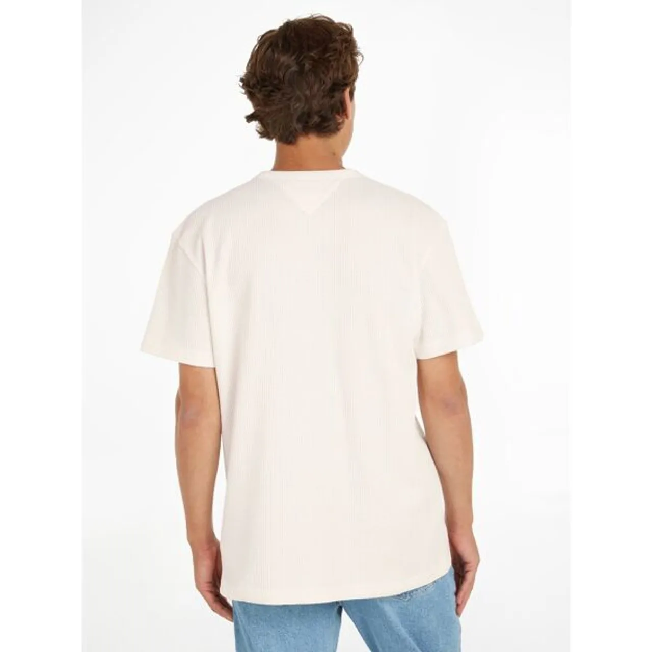 T-Shirt TOMMY JEANS "TJM REG WAFFLE S/S POCKET TEE" Gr. XL, weiß (ancient white) Herren Shirts T-Shirts