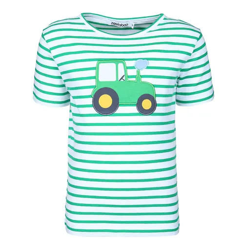 T-Shirt TRAKTOR TOBI gestreift in weiß/grün