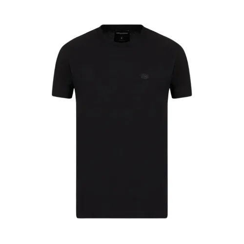 T-Shirts,Klassisches Schwarzes Baumwoll-T-Shirt,Navy Blaues Baumwoll T-Shirt Emporio Armani