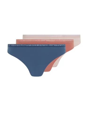 T-String TOMMY HILFIGER UNDERWEAR "LACE 3P THONG (EXT SIZES)" Gr. XS (34), teaberry, iron blue, whimsy pink Damen Unterhosen String Tangas