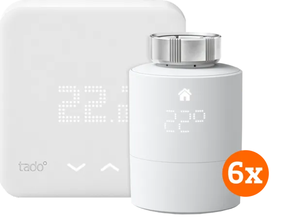 Tado Kabelloser Smart-Thermostat V3+ Starterpaket + 6 Thermostatköpfe