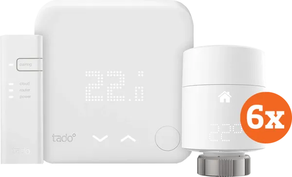 Tado Smart-Thermostat V3+ Starterpaket + 6 Thermostatköpfe