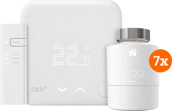 Tado Smart-Thermostat V3+ Starterpaket + 7 Thermostatköpfe