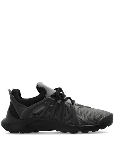 Tag lace-up panelled sneakers