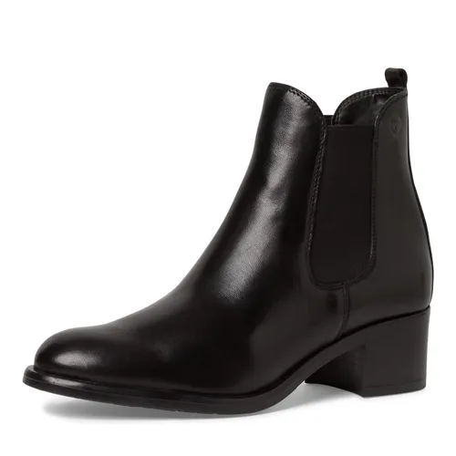 Tamaris Damen Chelsea Boots Leder Blockabsatz; BLACK/schwarz